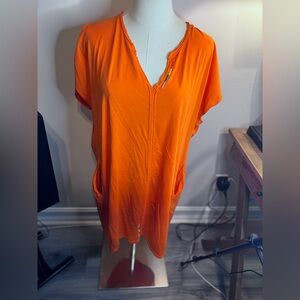 Zaket & Clover Orange V-Neck Women's Dress